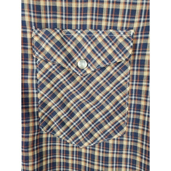 Vintage Wrangler Long Tail Pearl Snap Plaid Men Multicolor Sz 17X36 Made In USA - Picture 5 of 16